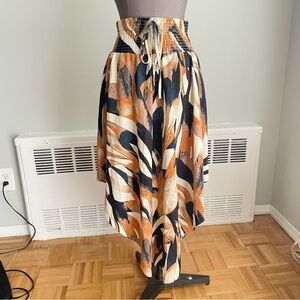 SHEIN Black brown and White Striped midi skirt